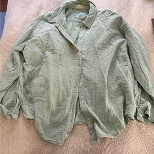 DONNI. Light Sage Cotton Gauze Button-Down Shirt